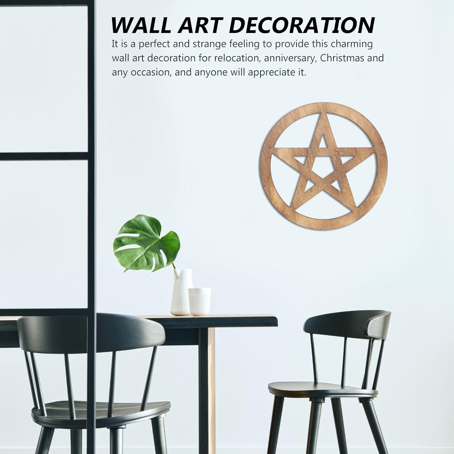 TOPBATHY Pentagram Wooden Wall Decoration Practical Altar Ornament Carved Decoration