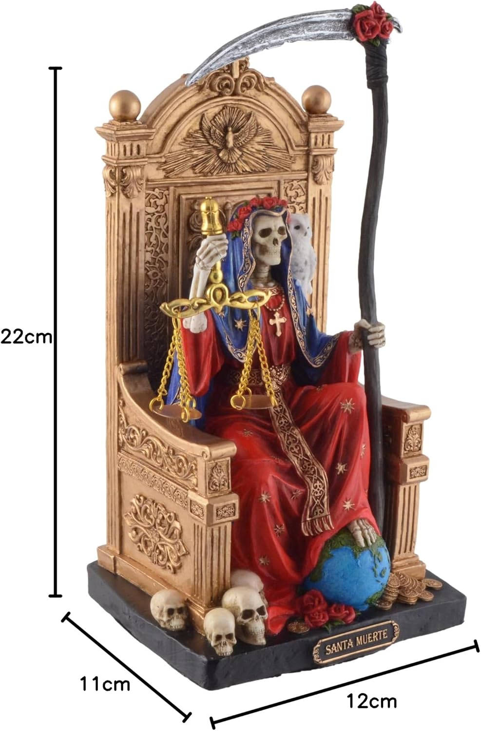 Santa Muerte on Throne with Scythe and Scales - Coloured by Veronese