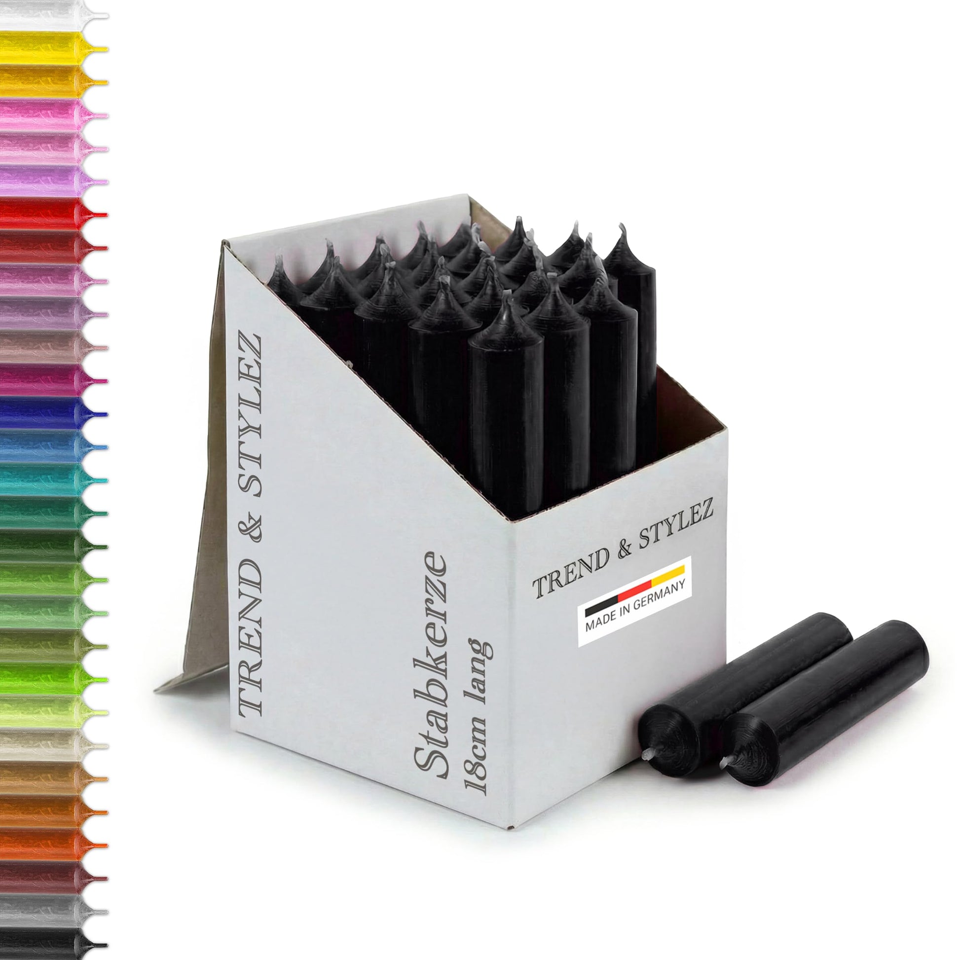 25 Stabkerzen 180mm x 22mm | Durchgefärbte Spitzkerzen | 8+ Stunden Brenndauer | Made in Germany - Ohne Tropfen & Rußen | RAL-Zertifizierte Tafelkerzen unparfümiert (Grün)