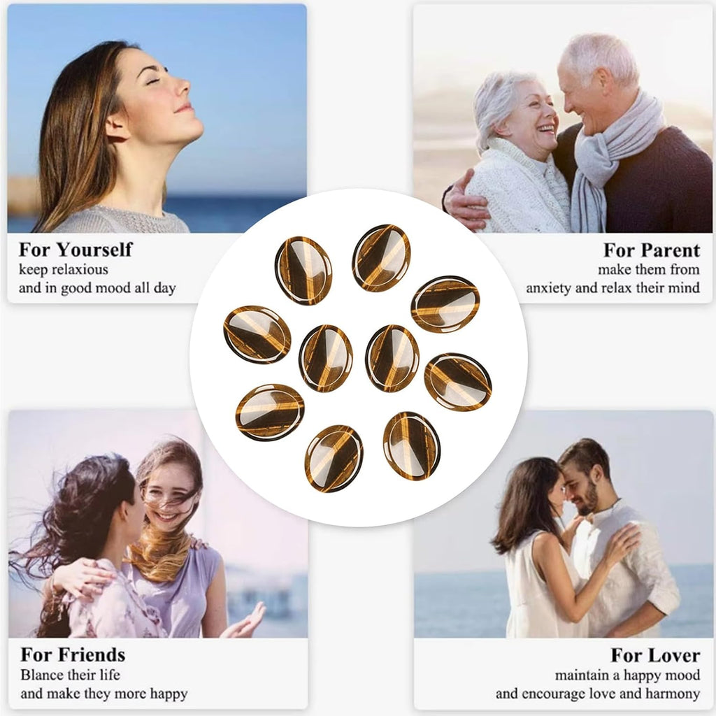 Tiger's Eye Lucky Stones Crystals Stones Worry Stone Gemstones for Children Healing Stones Gemstones Chakra Stones for Anxiety Stress Relief Fortune Telling Reiki Healing Meditation