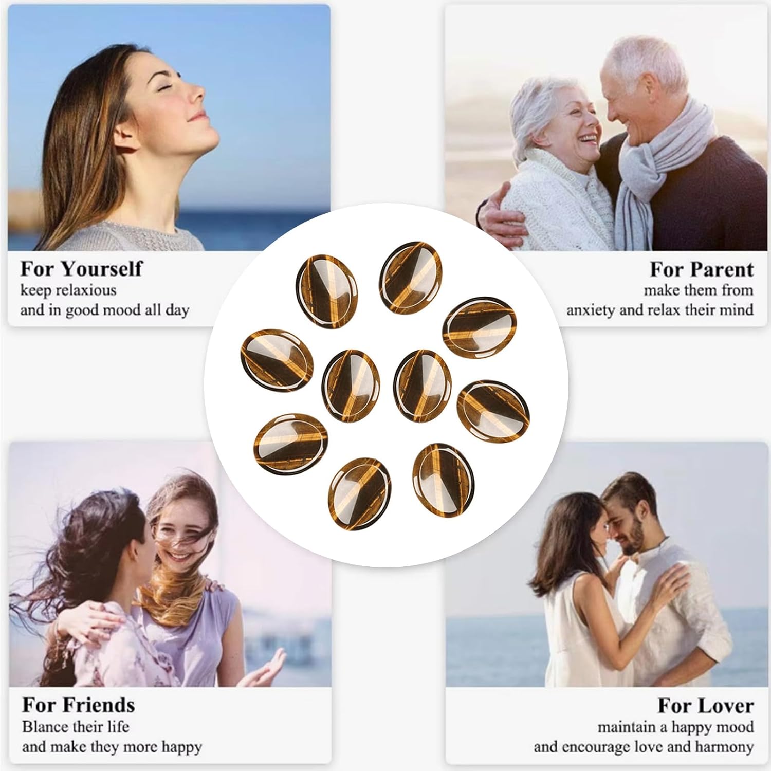 Tiger's Eye Lucky Stones Crystals Stones Worry Stone Gemstones for Children Healing Stones Gemstones Chakra Stones for Anxiety Stress Relief Fortune Telling Reiki Healing Meditation