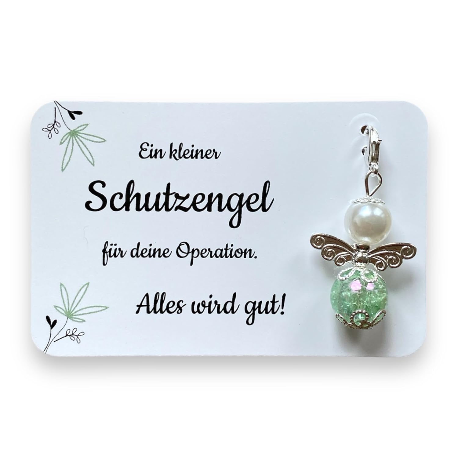 Guardian Angel Keyring for Operation - Alles wird gut - Lucky Charm Encouragement, Strengthening, Encouragement, Encouragement (Green)