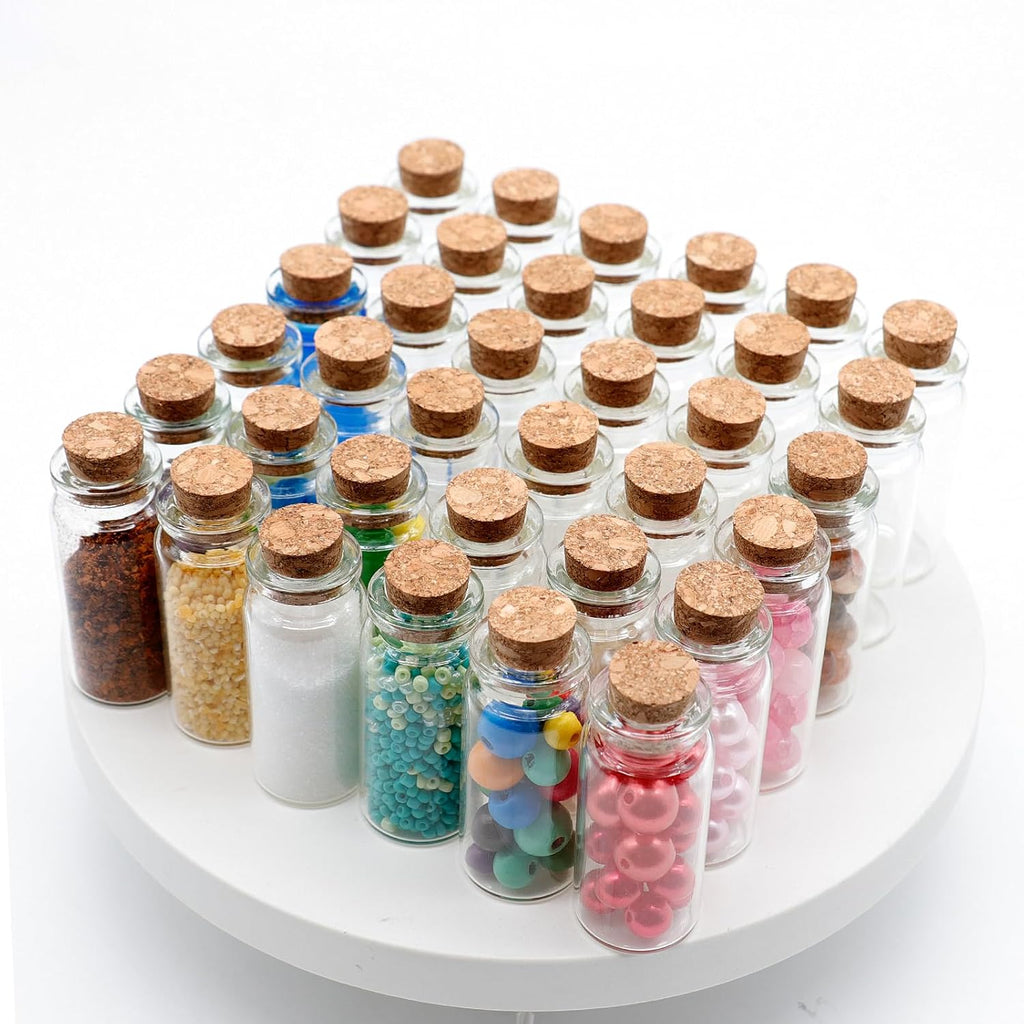 Acetiti 36 Stück Mini Glasflaschen, 10ml Wunschflaschen mit Korken Kleine Glasflaschen Zaubergläser leere Nachricht Flaschen für Hochzeit Wunsch, Party Dekoration, Kunst & Handwerk, Geschenk