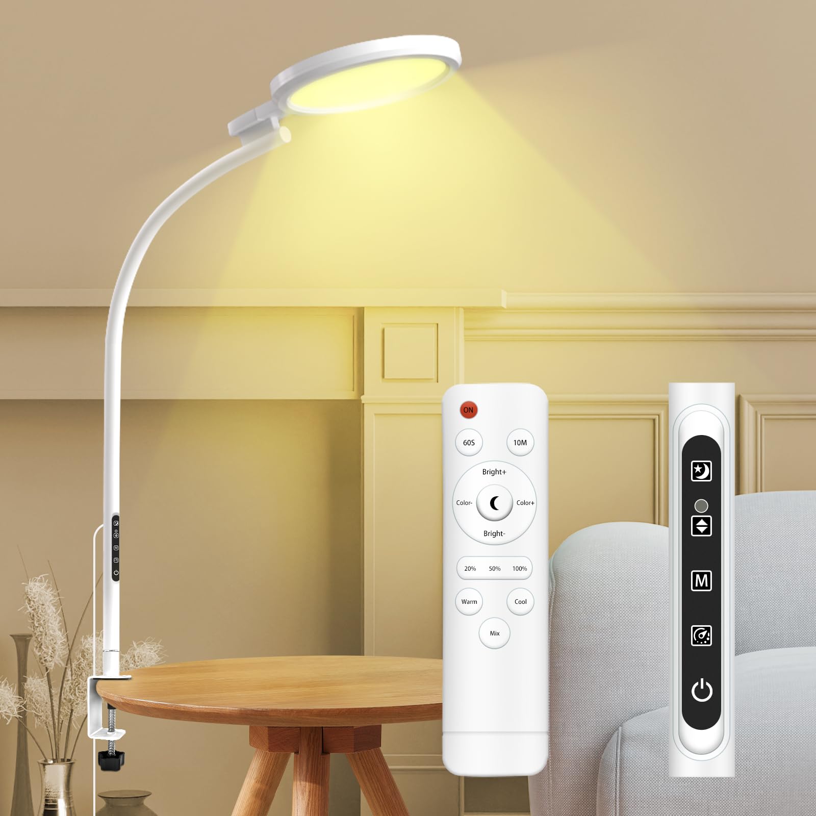 Trayvespace SAD Lamp, SAD Light Therapy Lamp, UV-Free 10000 Lux Sun Lamp, Therapy with 3 Light Colours and 9 Adjustable Brightnesses and 3 Timers for Lift Mood