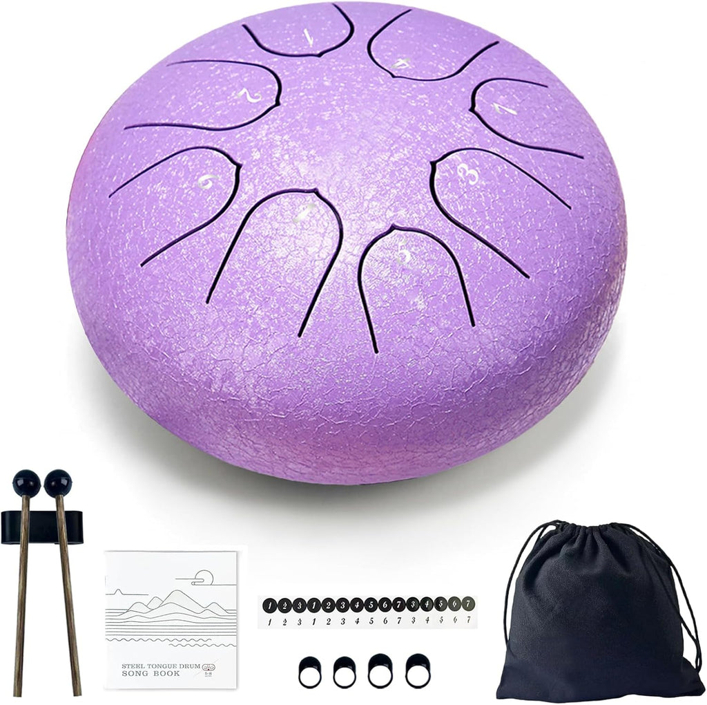 TUOKING Steel Tongue Drum 6 Inch 8 Notes D Major Rain Drum for Outside