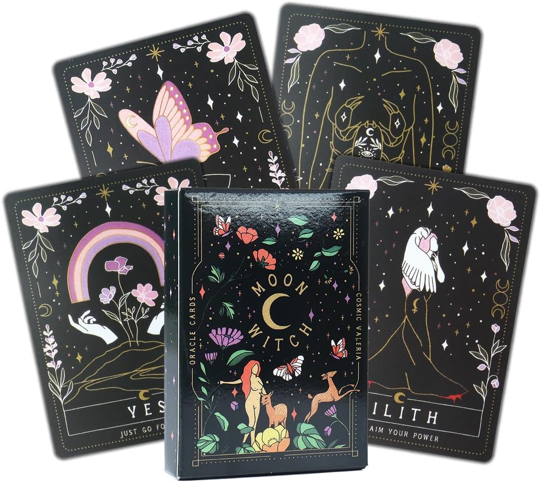 NHQZ NHQ Tarotkarten,Tarot Karten für Anfänger,Moon Witch Oracle,Hexen Tarot,42 Blätter