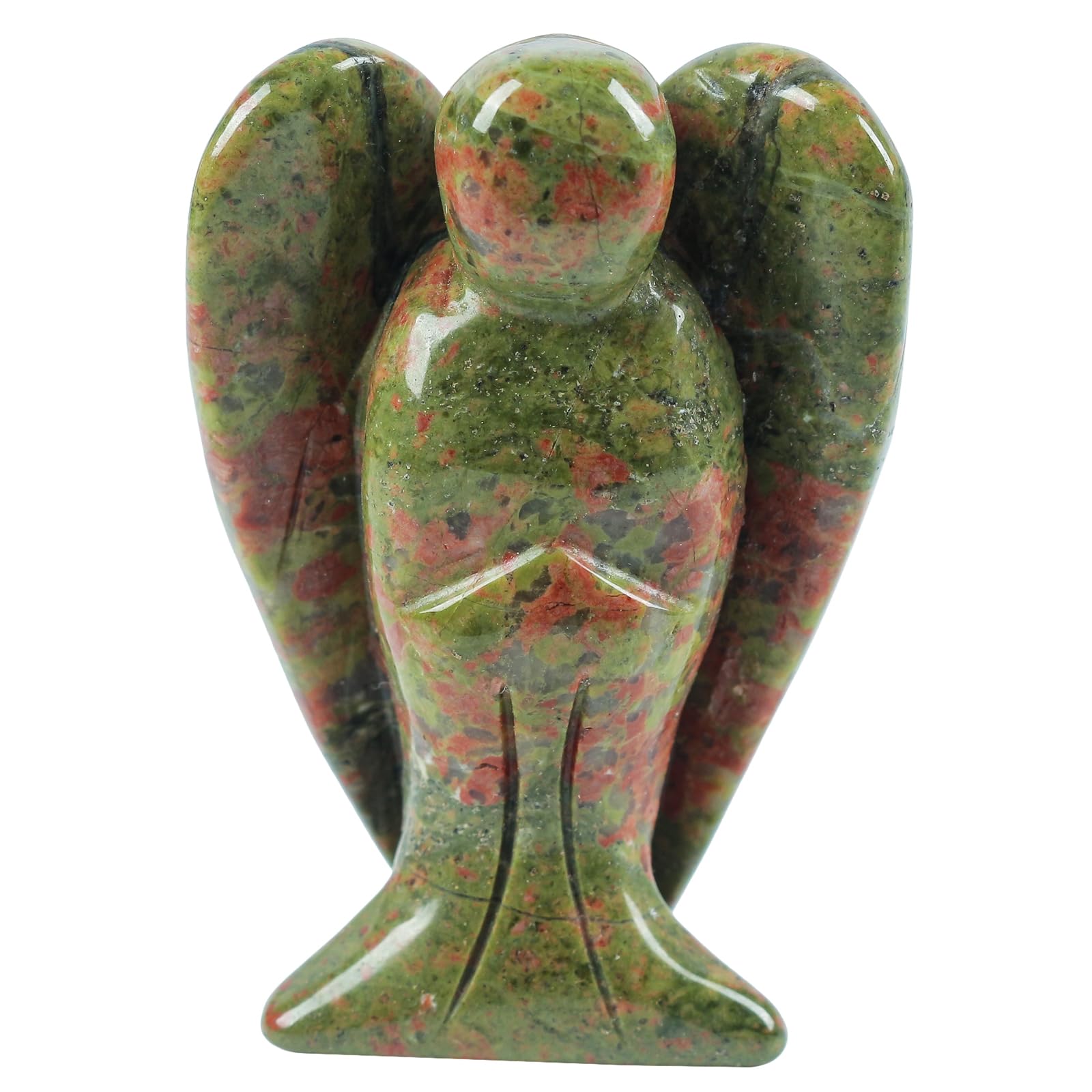 Natural Kambaba Jasper Guardian Angel Statue, Hand Carved Stone Healing Crystal Bag Figures Decoration, 5 cm