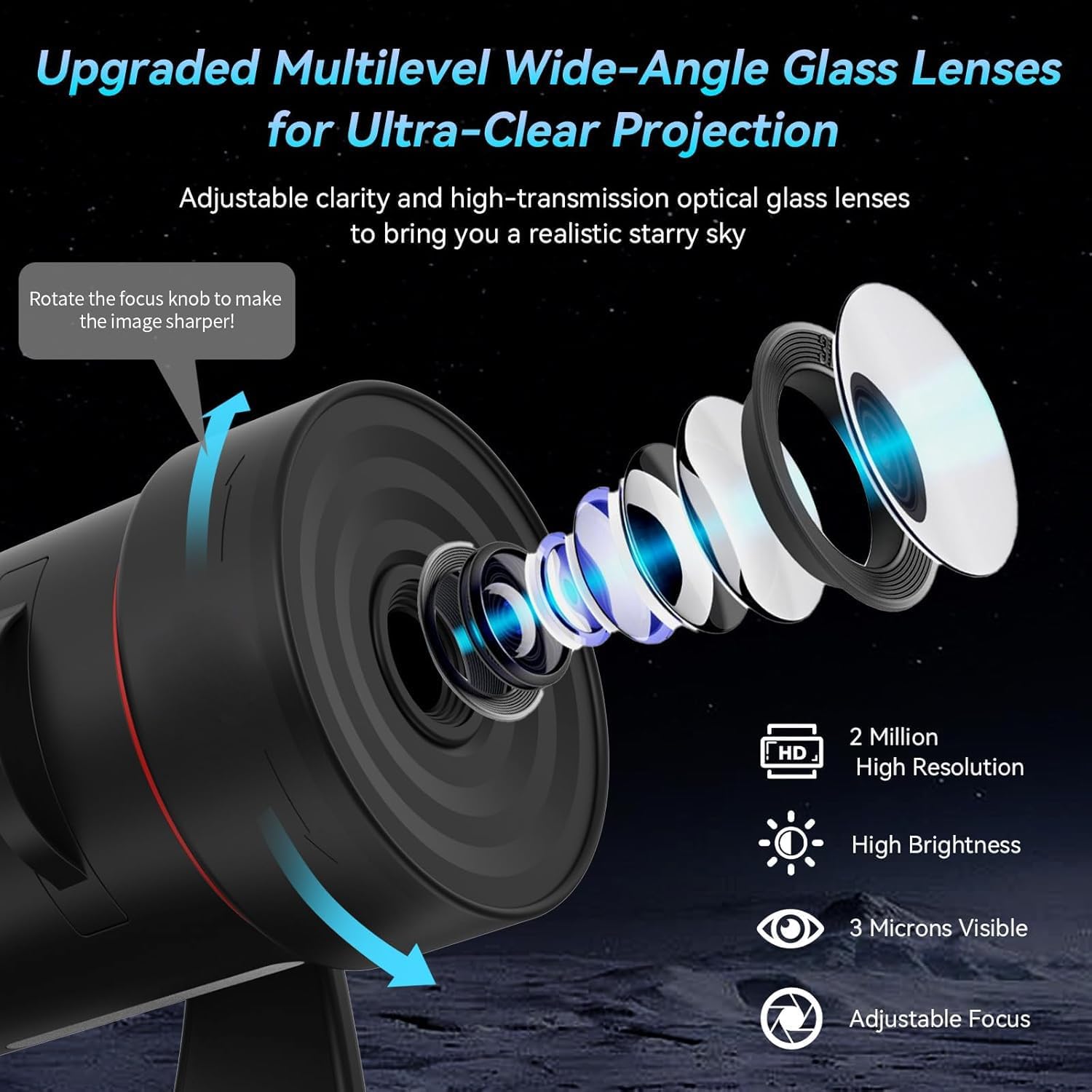 VanSmaGo 8th Gen Sternenhimmel Galaxy Projektor, Galaxy Planetarium Star Projector, HD Picture Night Light Sternenprojektor, 360° Rotating Mist with Adjustable Button and Timer [Energy Class C]