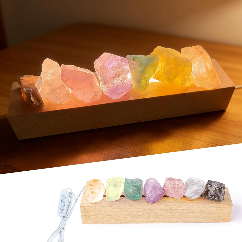 Salt lamp, salt crystal lamp, bedside lamp, with LED wooden base, salt stone lamp on wooden base, crystal lamps salt, salt lamp, for yoga, spa, meditation, living room decoration