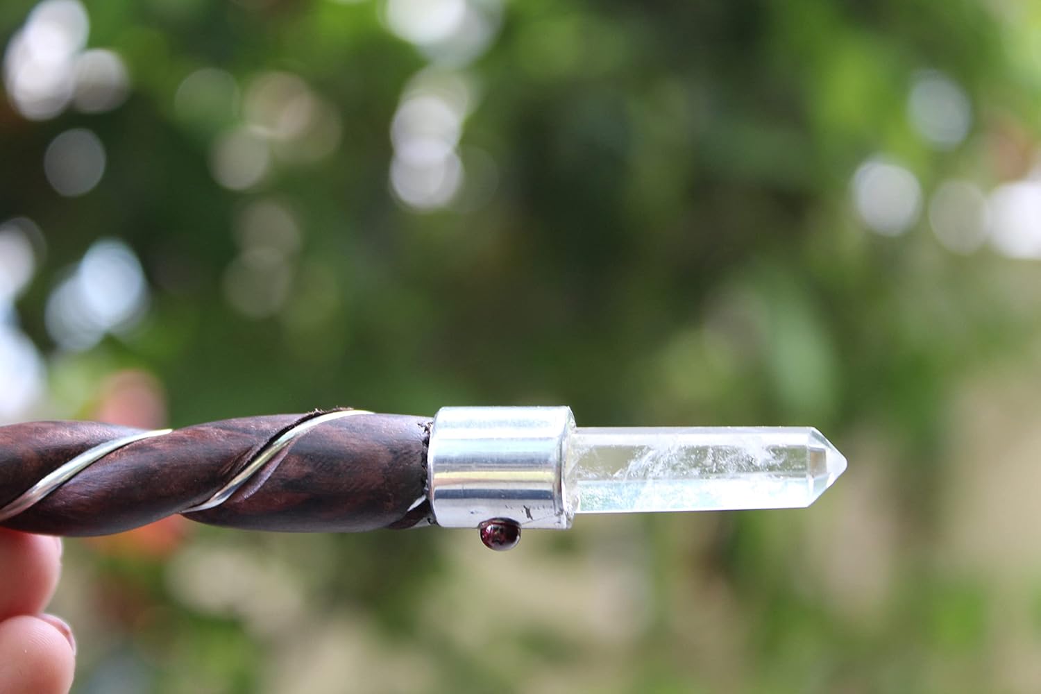 Jet International Beautiful Rosewood Plain Twisted Long Healing Stick Long Wall Himalayan Crystal Ball Point Nepal Tibetan India Asian Aura Energy Balance Garnet Cabochon Love Picture is