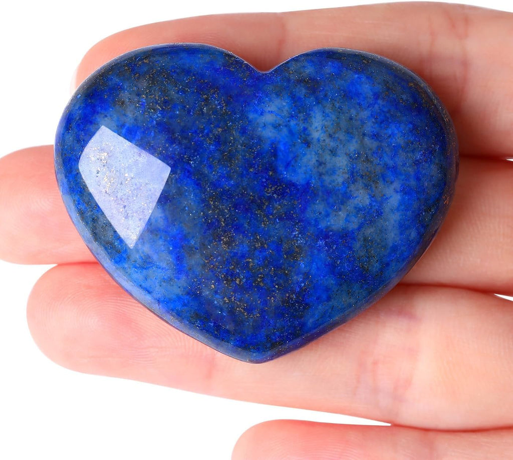 45 mm Groß Lapislazuli Herz Kristalle Edelsteine Geschenke für Frauen, Reiki Heilsteine Handschmeichler Stein für Valentinstag, Geburtstage, Jahrestag, Muttertag und Thanksgiving Tag