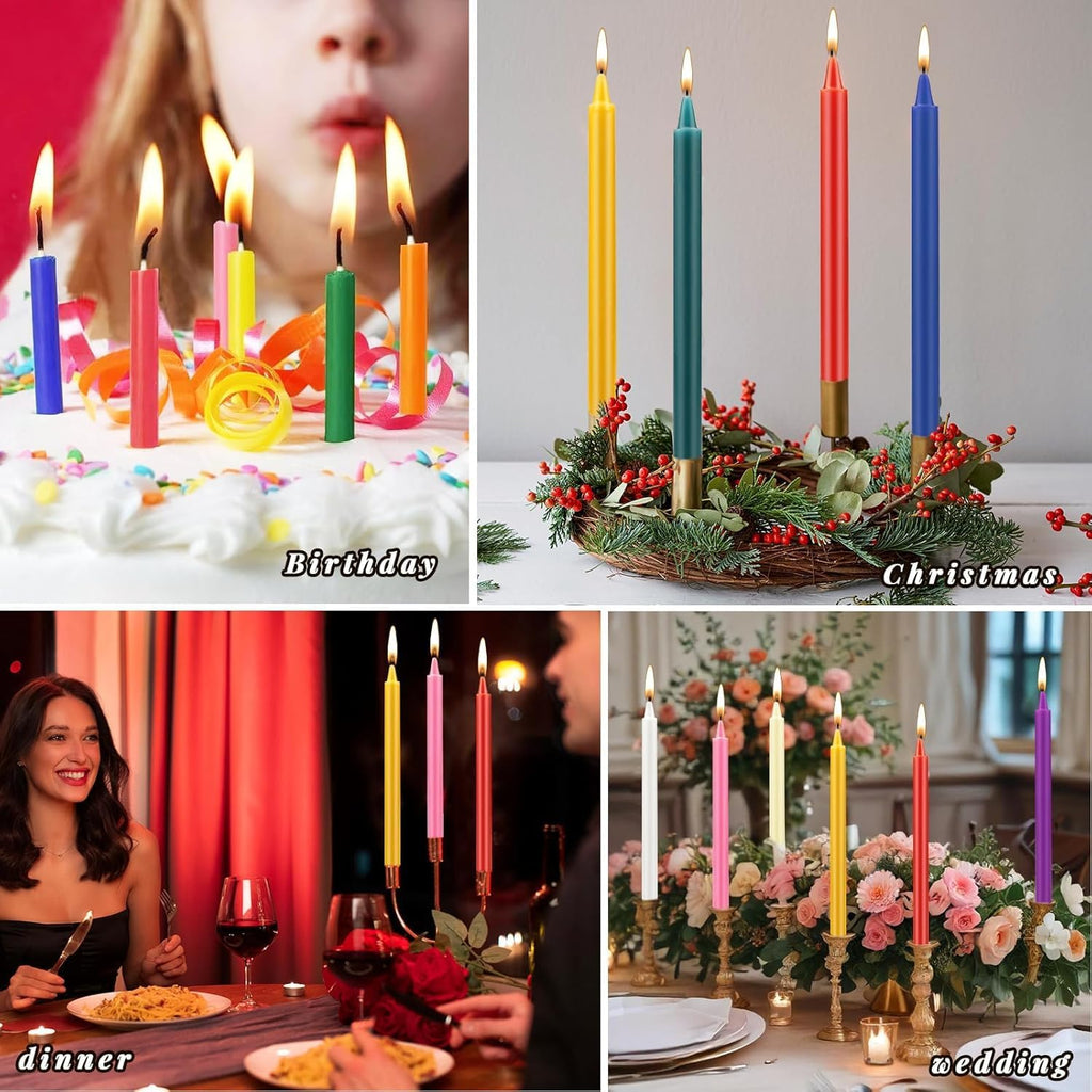 Chanukka Kerzen, 24 Stabkerzen Bunt, kleine stabkerzen, 16 cm hoch, Christbaumkerzen für Weihnachten, Chime, Vigil, Wicca-Altar, Rituale, Gebete, Hochzeit & Partydekoration