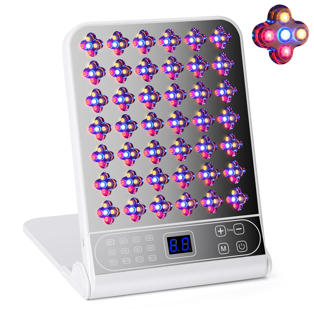 Infrarotlampe Rotlichtlampe, 4 Wellenlängen Rotlichtlampen mit Timer, 210 LEDs Rotes Licht-Lampe,12 Modi, Infrarotlichtlampe Für Gesicht und Körper (Lampe erzeugt keine Wärme)