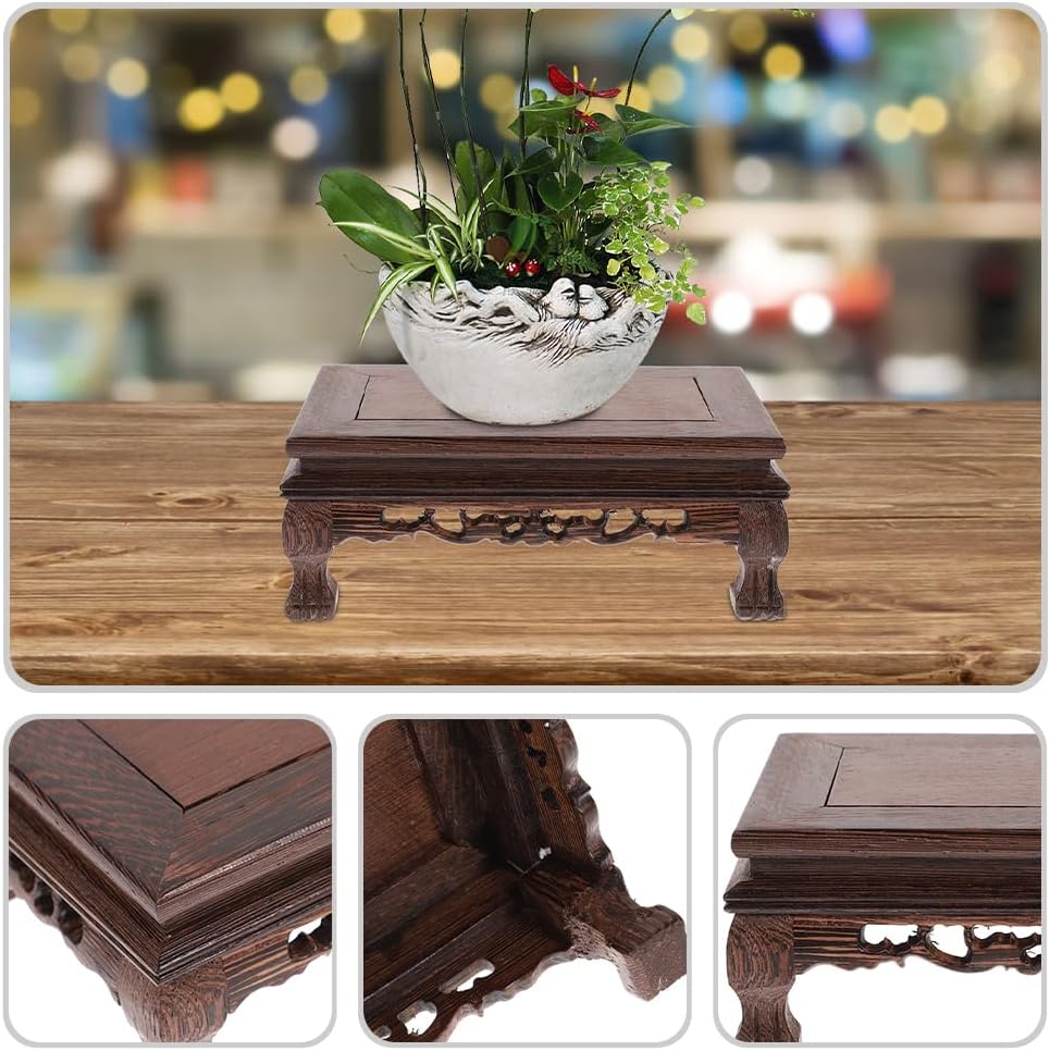Alipis Craft Base Display Stand Made of Wood Flower Pot Stand Flower Pot Tray Square Teapot Base Holder for Flower Pots Bonsai Base Altar East Accessories Wooden Office