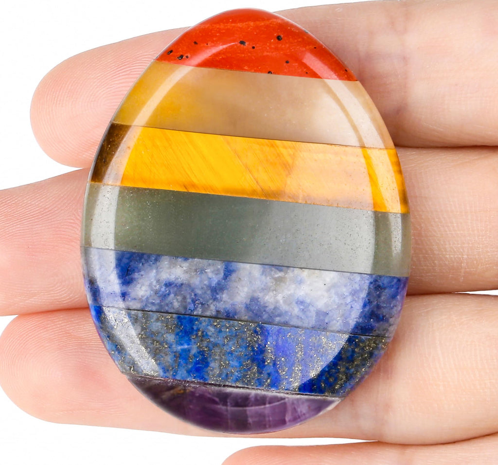 XIANNVXI Chakra Steine Kristalle Edelsteine Heilsteine Natürlich Kristall Sorgensteine Handschmeichler Daumen Poliert Oval Pocket Stein Angst Stress Relief Meditation