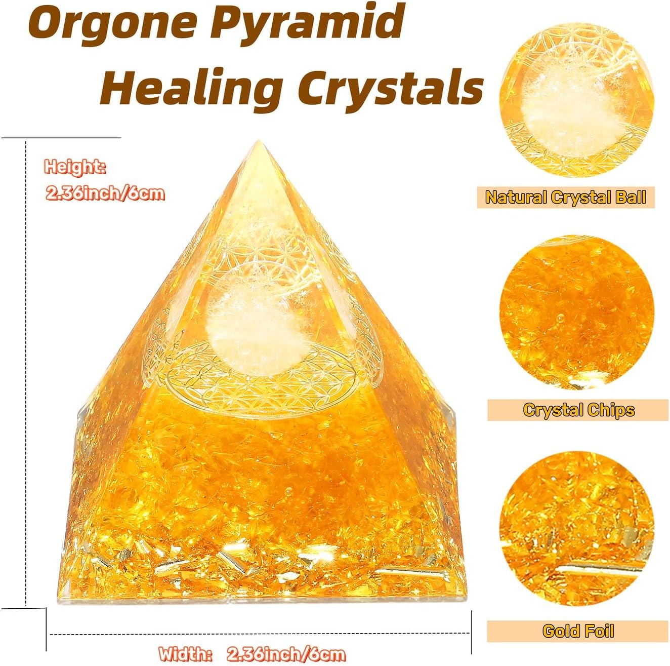 XIANNVXI Citrine Pyramid Gemstones Large Citrine Stone Crystal Natural Healing Crystals Yellow Pyramids Reiki Esoteric Gifts 2.4 Inches