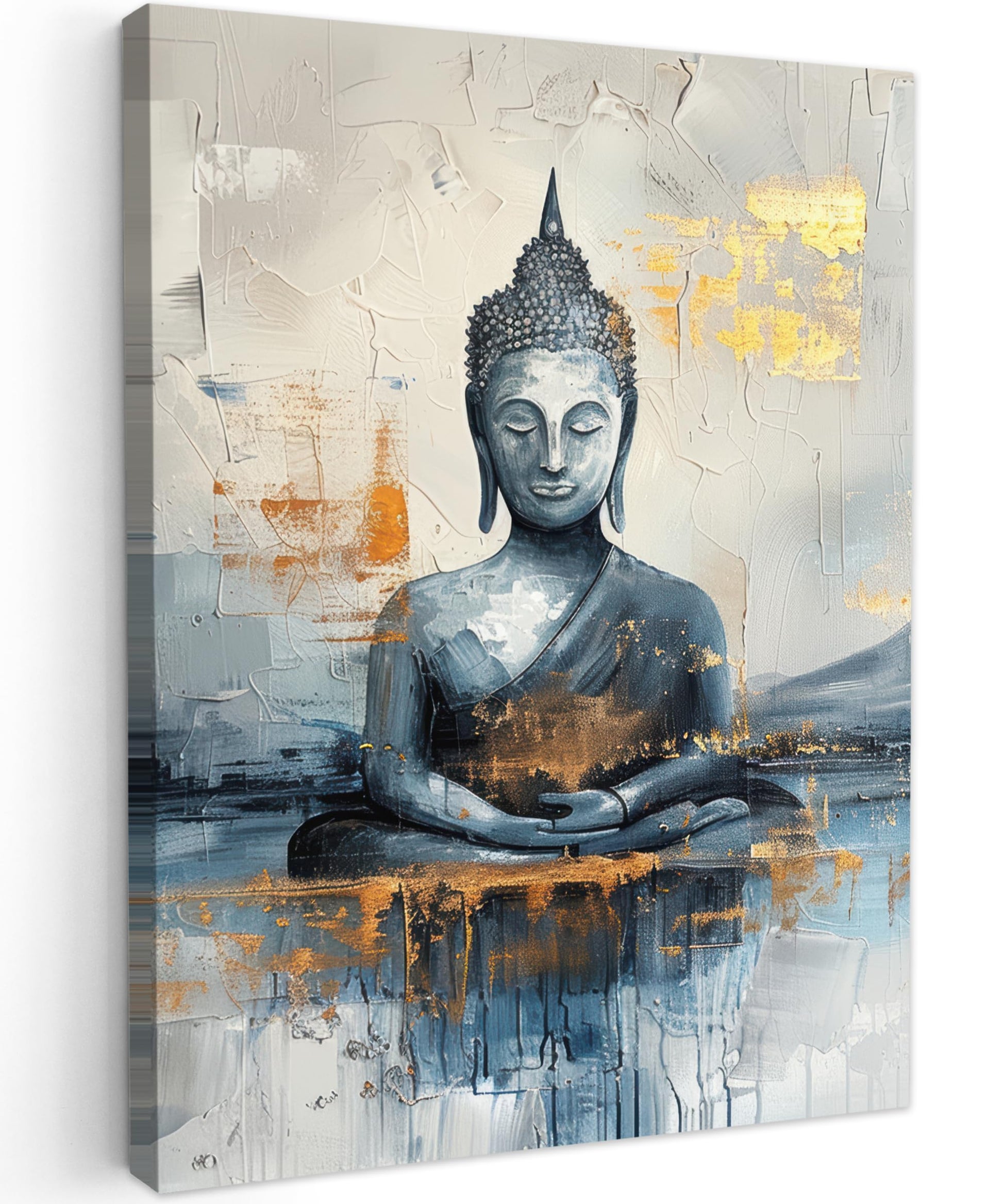 MuchoWow© Wall Pictures Large 120 x 80 cm XXL Bedroom Home Decoration Home Picture Living Room Photo Canvas Wall Pictures Canvas Wall Decor Buddha - Zen - Gold - Luxury - Spiritual