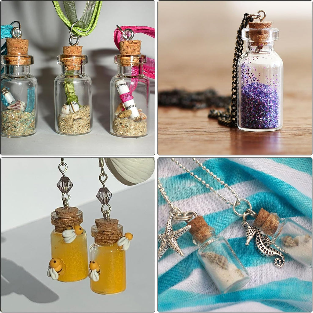 Jeffdad Mini Glasflaschen mit Korkdeckel, 15 Stück Leere Mini Gläser Kleine Fläschchen Zaubergläser Mini-Glasflaschen MiniaturTrankflaschen Kleine Nachrichtenflaschen Diy Crafts(1ml 11x22cm)