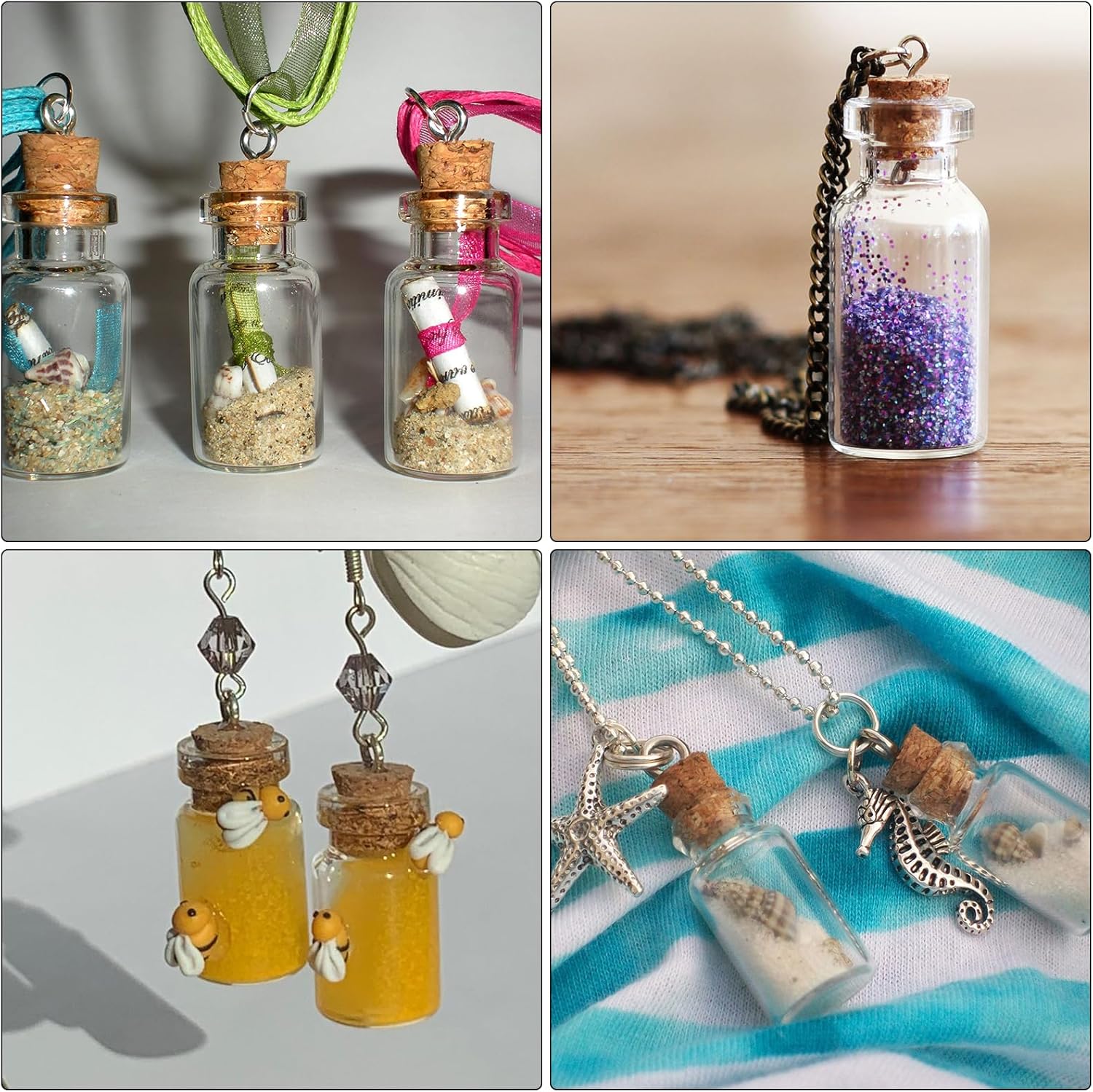 Jeffdad Mini Glasflaschen mit Korkdeckel, 15 Stück Leere Mini Gläser Kleine Fläschchen Zaubergläser Mini-Glasflaschen MiniaturTrankflaschen Kleine Nachrichtenflaschen Diy Crafts(1ml 11x22cm)