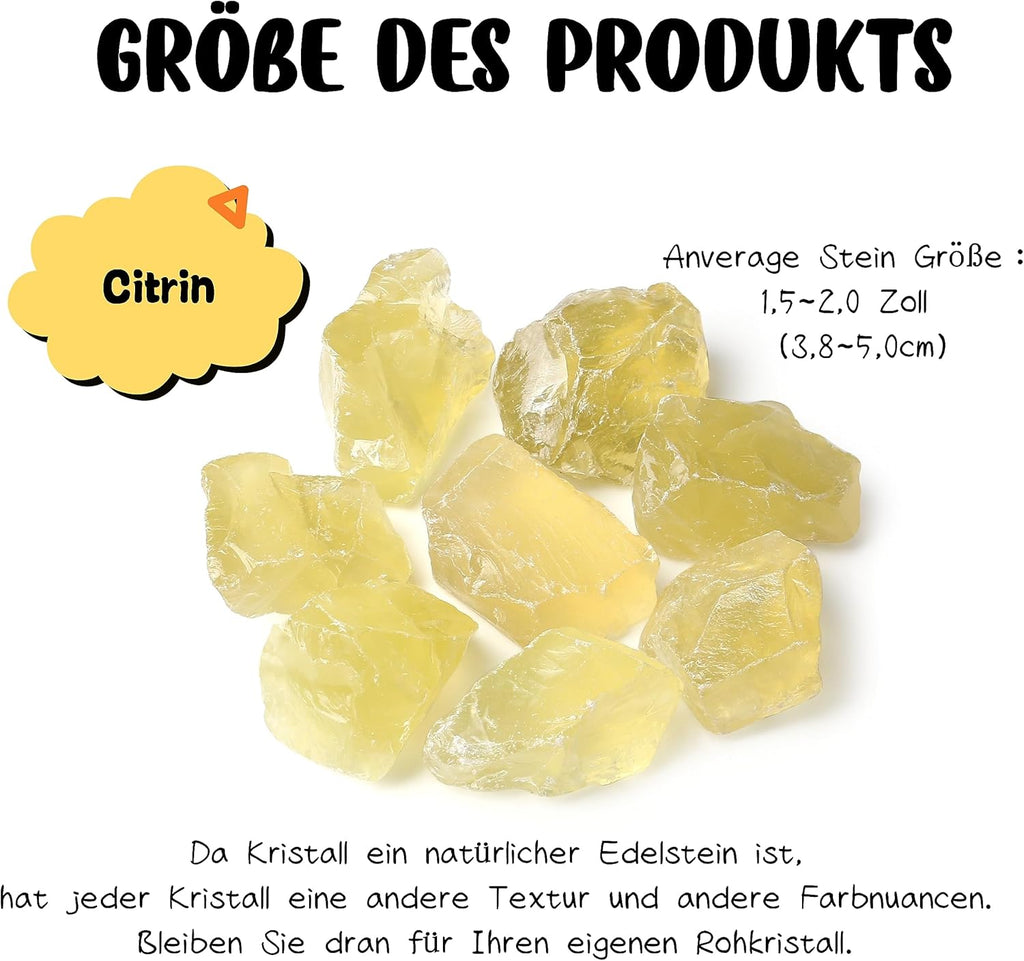 QINJIEJIE 100% Großes Citrin Rohsteine Premium Wassersteine Kristalle Steine 4 Stück Natursteine Heilsteine set 2"
