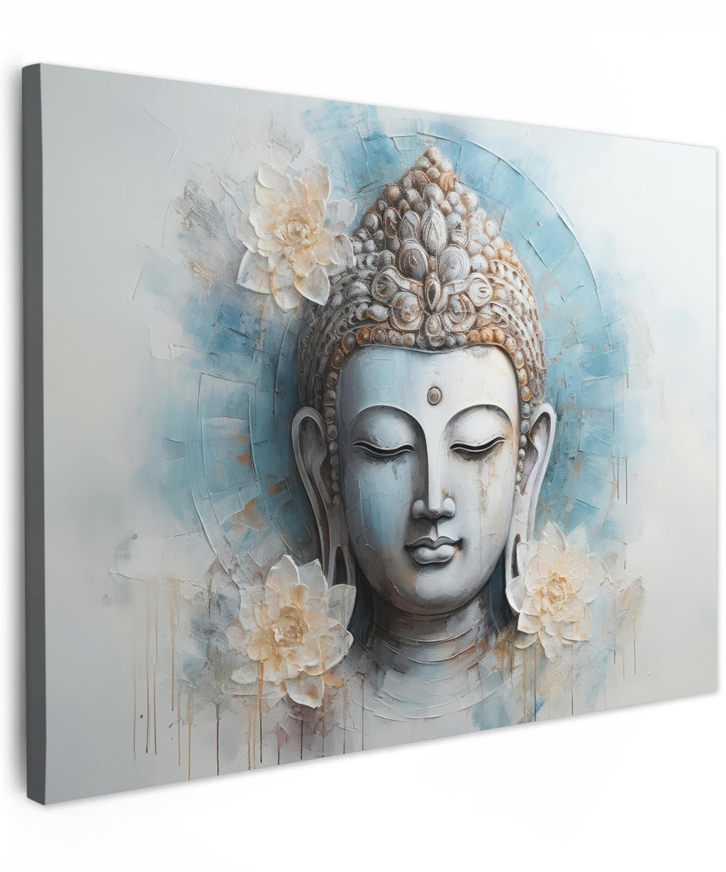 MuchoWow© Wall Pictures Large 120 x 80 cm XXL Bedroom Home Decoration Home Picture Living Room Photo Canvas Wall Pictures Canvas Wall Decor Buddha - Zen - Gold - Luxury - Spiritual
