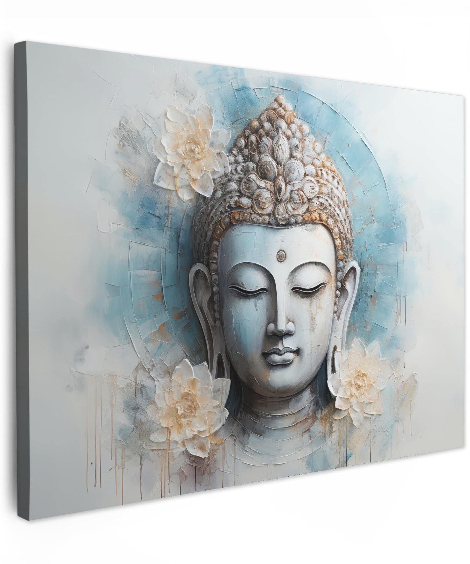MuchoWow© Wall Pictures Large 120 x 80 cm XXL Bedroom Home Decoration Home Picture Living Room Photo Canvas Wall Pictures Canvas Wall Decor Buddha - Zen - Gold - Luxury - Spiritual