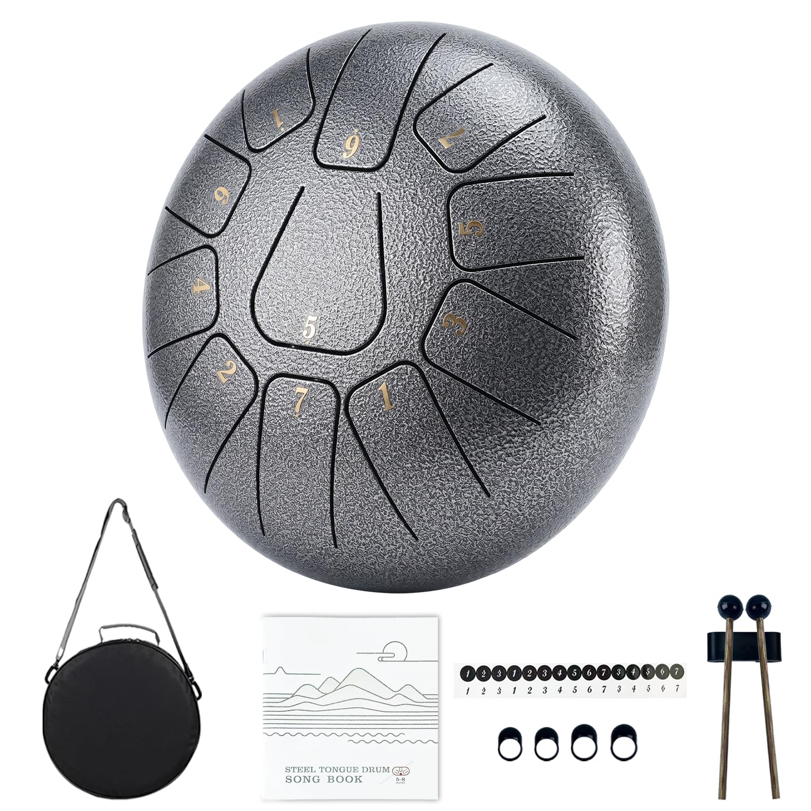TUOKING Steel Tongue Drum 6 Inch 8 Notes D Major Rain Drum for Outside