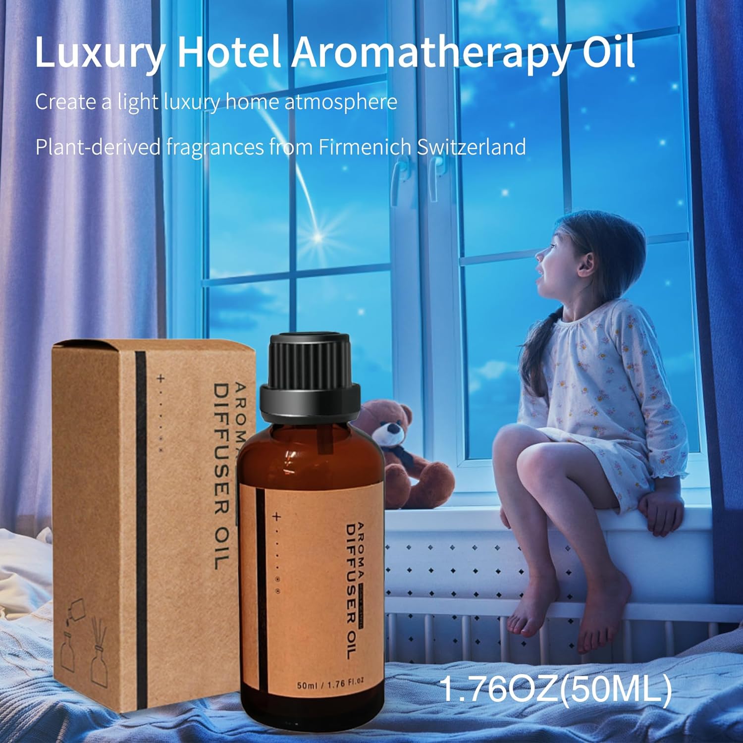 BOHOFAM Aroma Essential Oil Diffuser 360 ML,Volcano and Flame Diffuser/Humidifier,give1.76 oz Hotel Collection Essential Oils,Blue/red Light Selection,Diffusers for Home,Large Room(Black Cracks)