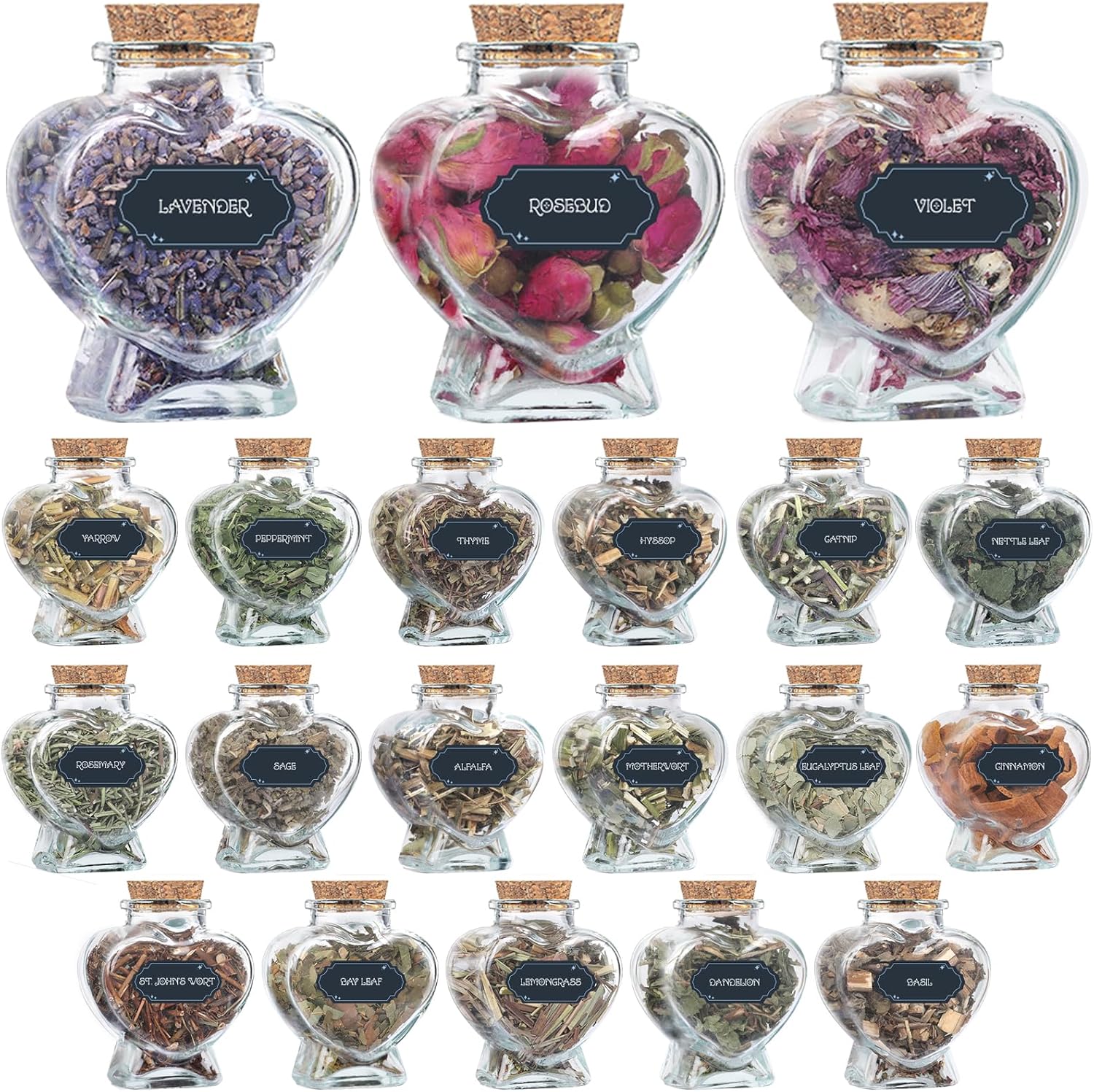 Witchcraft Supplies Herbs Kit - 20 Pcs Dried Herbs and Flowers for Witch Starter - Spell Herbs Jars for Wiccan Altar Supplies, Wicca Pagan Rituals, Magic Healing, Candle and Soap Making