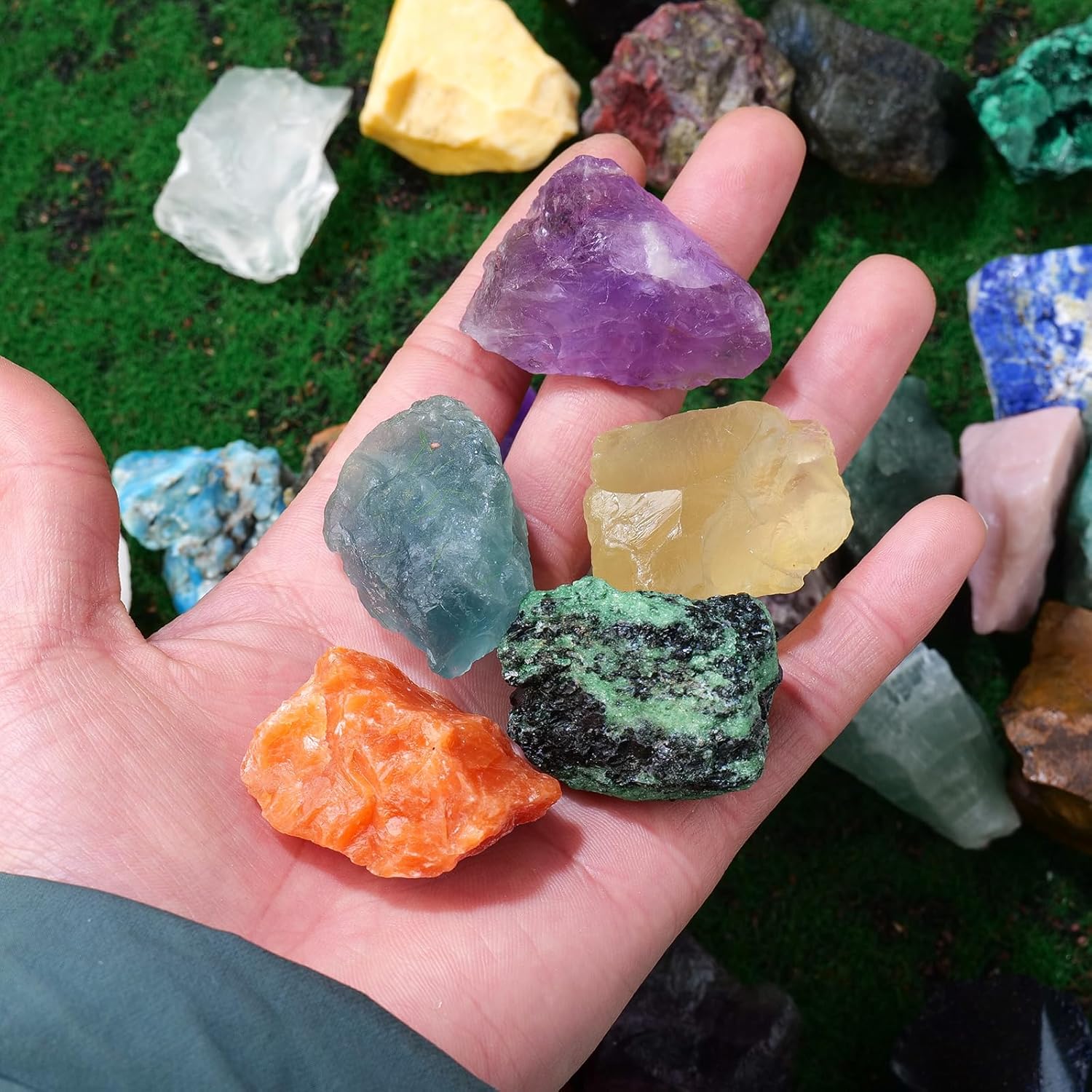 RJINGSHI natürlichen Kristall Himalaya-Salz über 1,18-1,96" Heilung Kristall unregelmäßige rohe Steine Chakra rohen Stein Meditation Stein