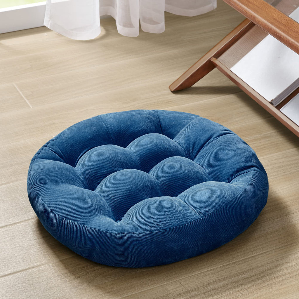 Degrees of Comfort Meditation Floor Pillow, Square Large Pillows Seating for Adults, Tufted Corduroy Thick Cushion for Living Room Tatami, Turquoise, 22x22 Inch