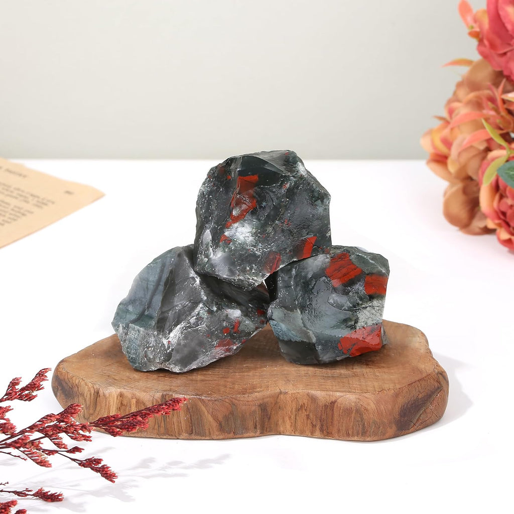 2 Pieces African Bloodstone Large Crystals Rough Stone Set Crystal Spiritual Stones Premium Water Stones Esoteric Gifts 4.5-5.5cm