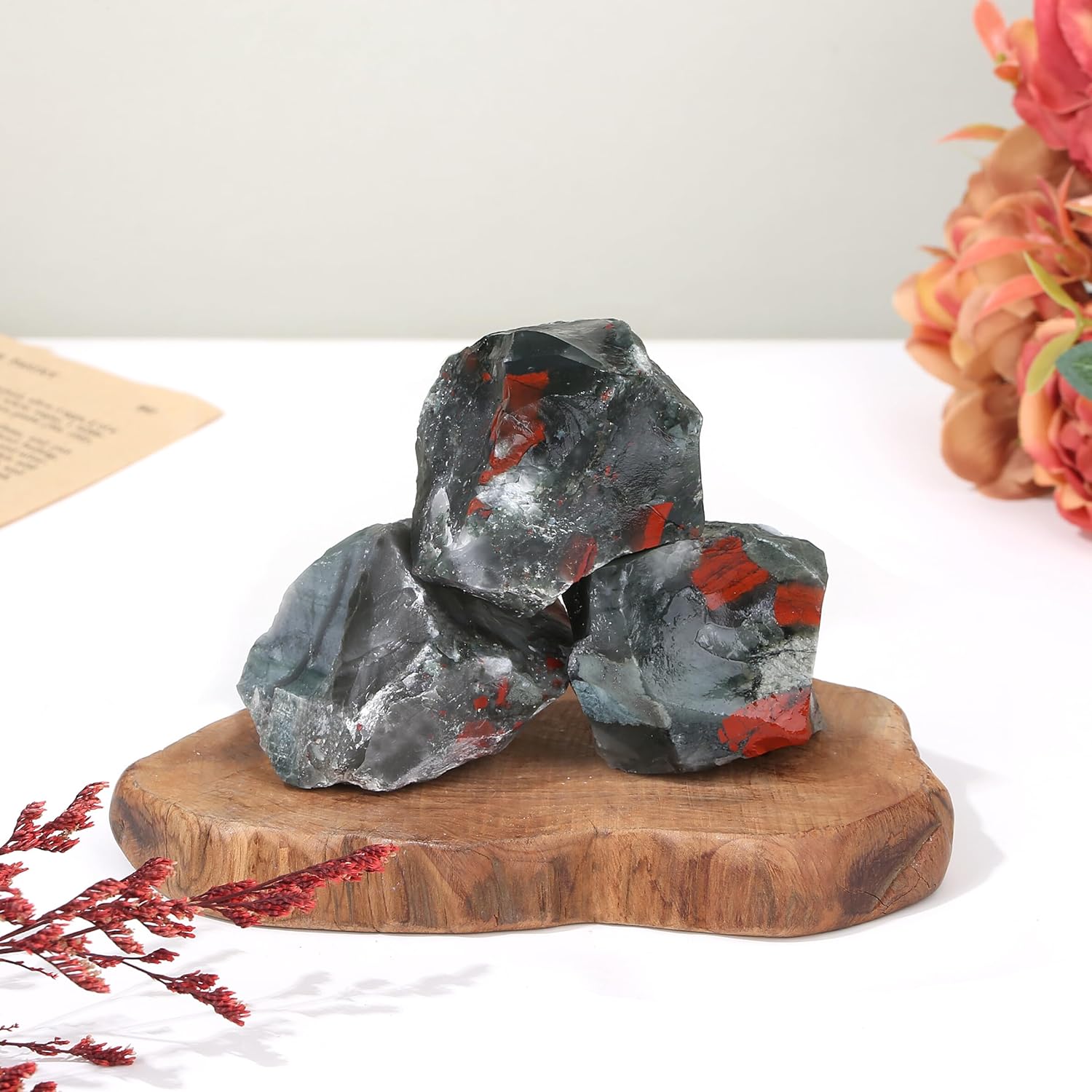 2 Pieces African Bloodstone Large Crystals Rough Stone Set Crystal Spiritual Stones Premium Water Stones Esoteric Gifts 4.5-5.5cm