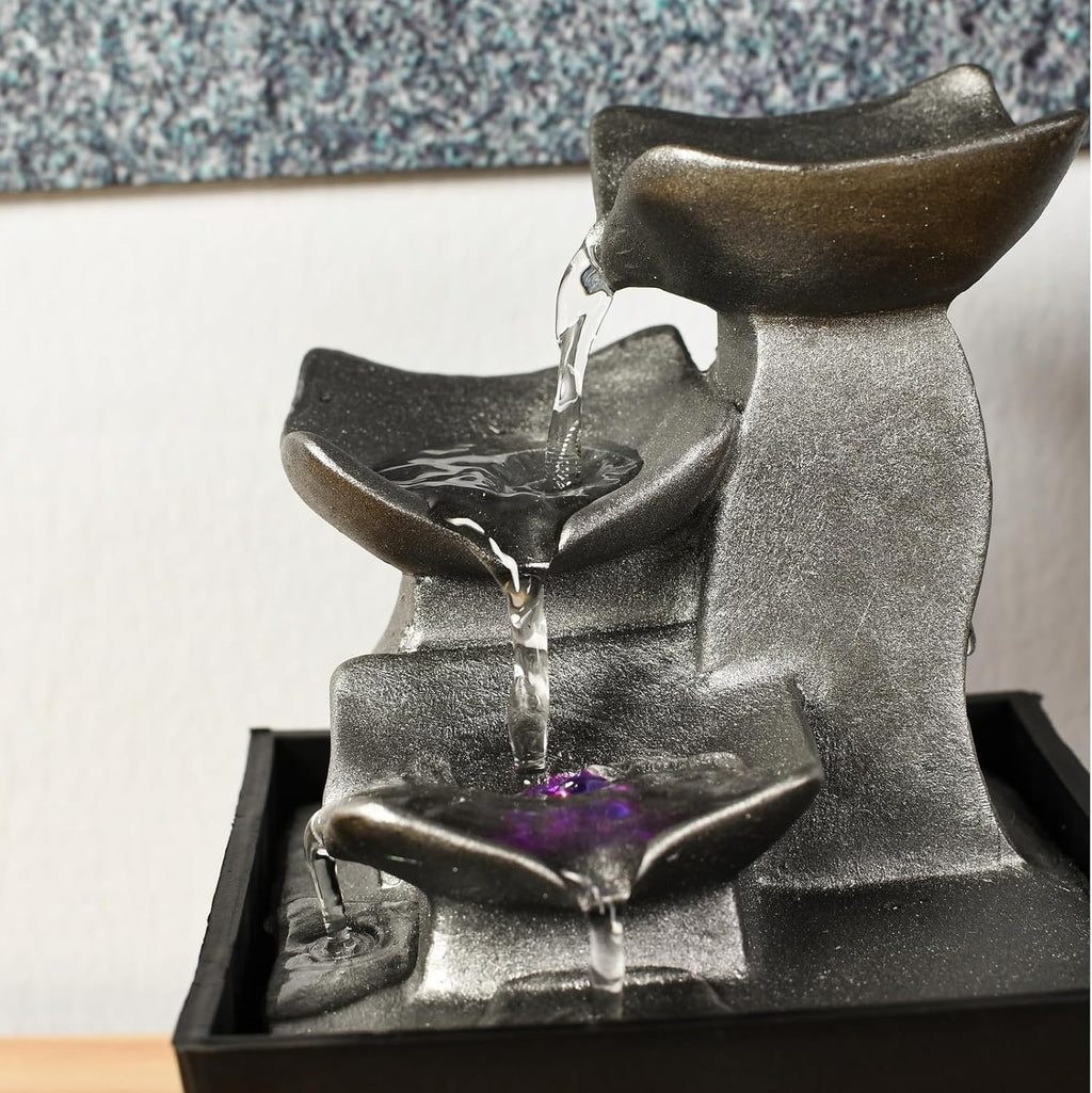 zen' Light Natural Boro Fontaine Resin Silver 13 x 13 x 17 cm