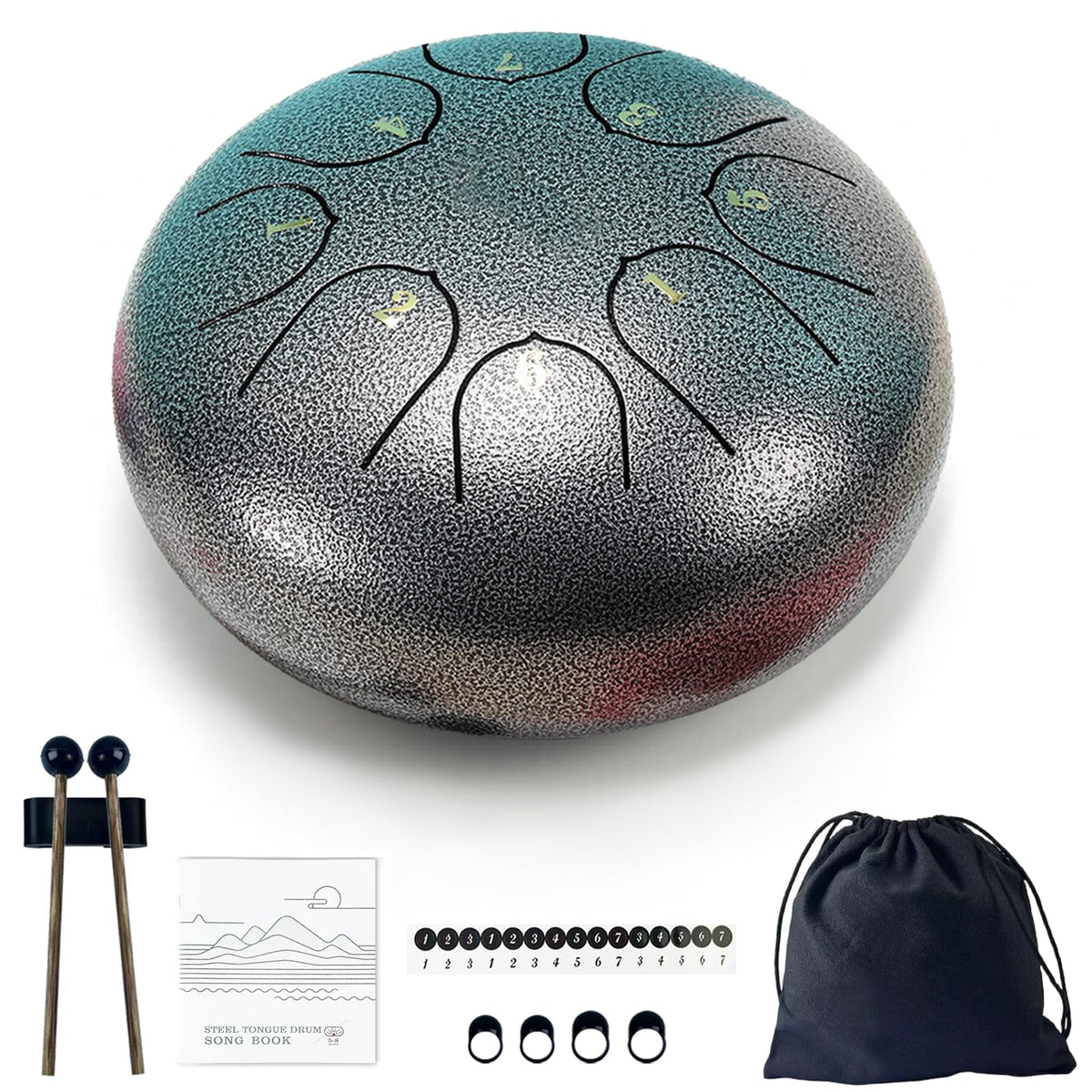 TUOKING Steel Tongue Drum 6 Inch 8 Notes D Major Rain Drum for Outside