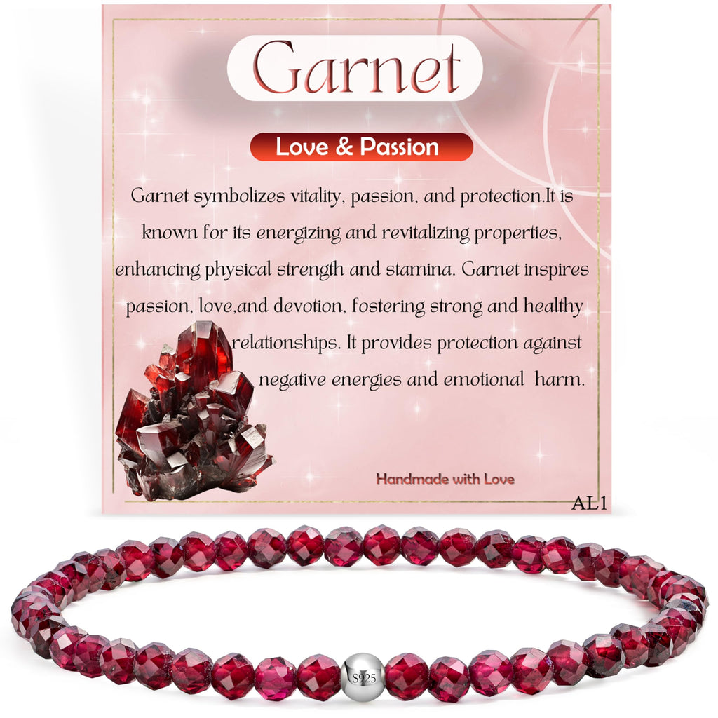 Gemstone Beads Bracelet for Women, 4 mm Crystal Silver 925 Natural Stone Jewellery Elastic Bracelets Women, Chakra Spiritual Charms Bracelets Gifts