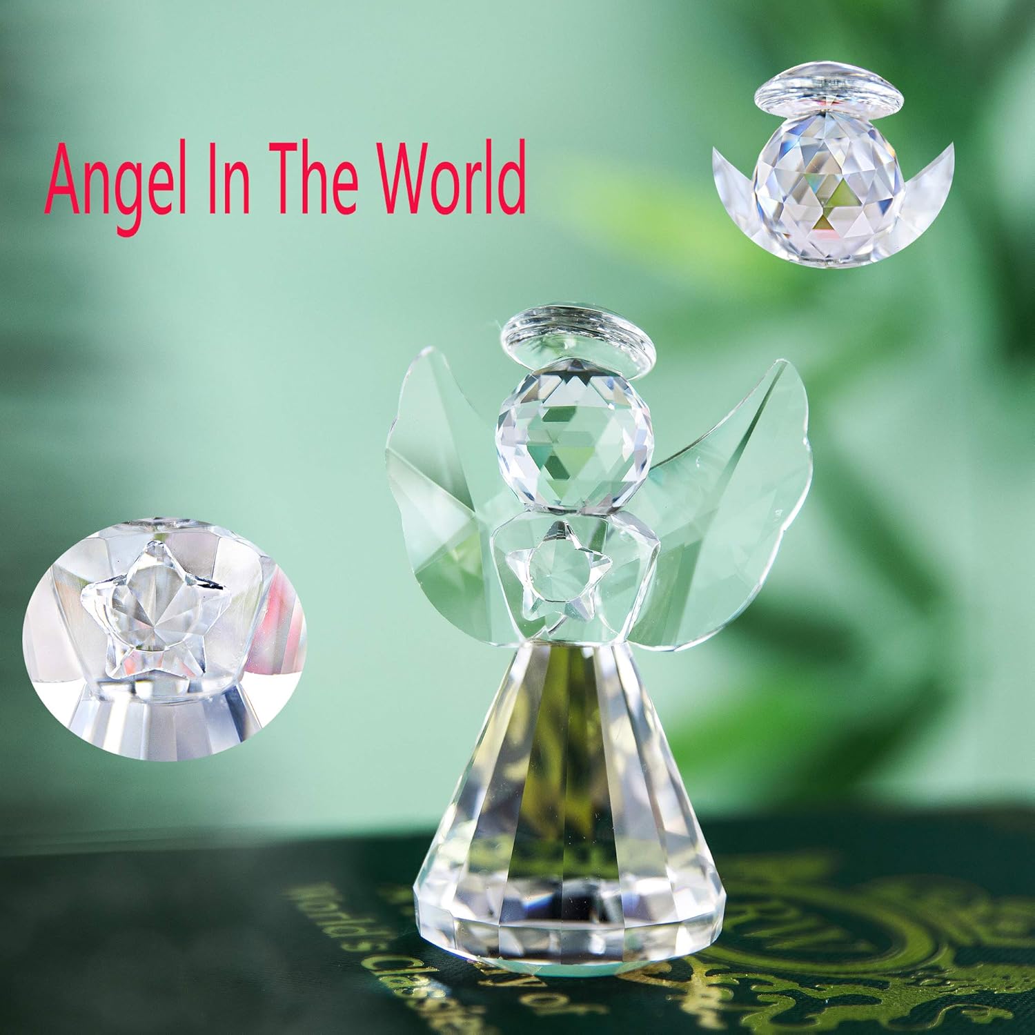 HDCRYSTALGIFTS 3 Inch Crystal Guardian Angel Paperweight Decoration Glass Angel Statue Ornaments Art Collectible Gift for Women Transparent