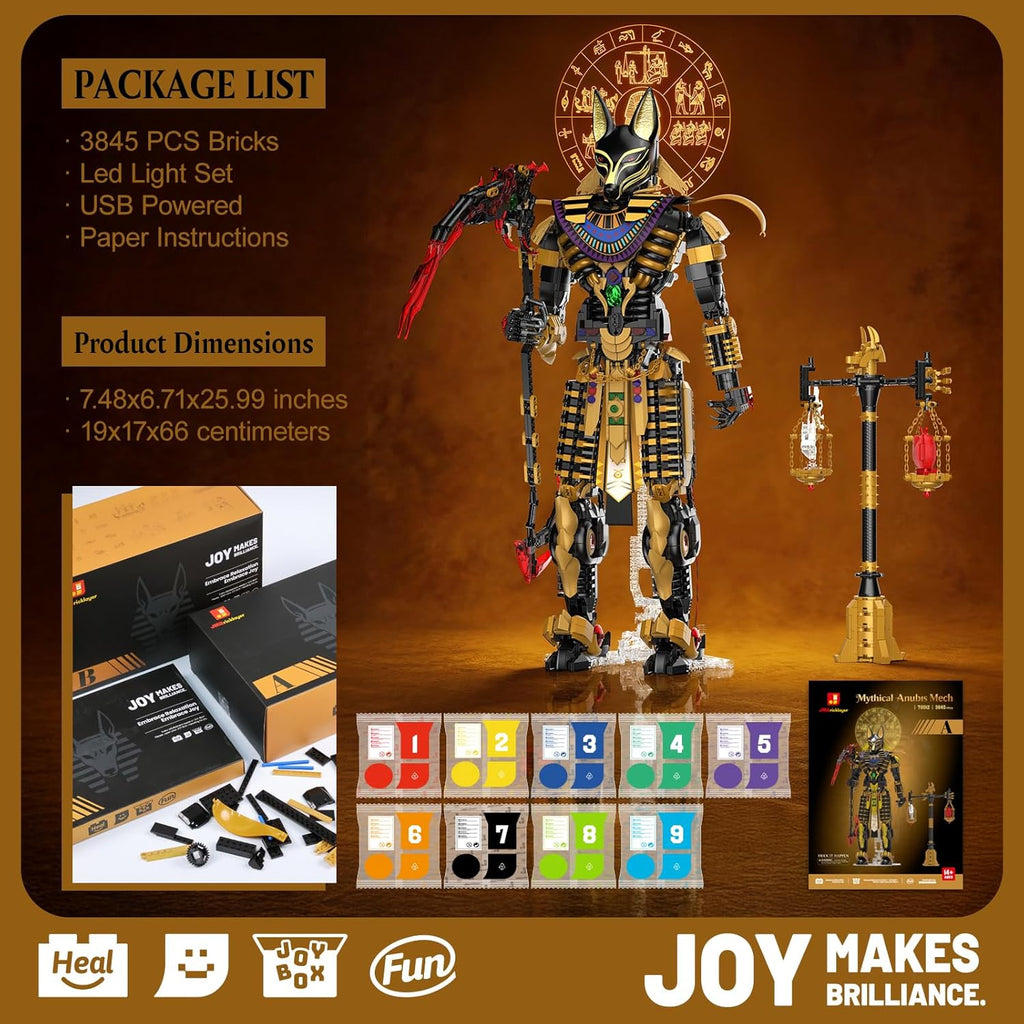 JMBricklayer Anubis Building Blocks Adults, Ancient Egyptian God Figure Building Toy, Large Mythical Egypt Dog Head Statue Decor Model, Height 66 cm, Construction Kit Gifts for Mythology Lovers
