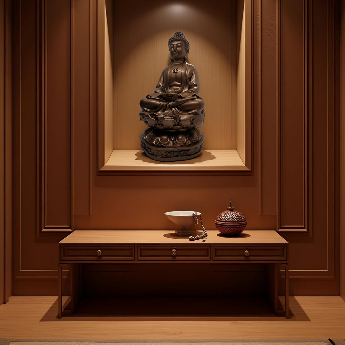 Resin Shakyamuni Buddha Statue 6" (Bronze Color) | Handcrafted Sculpture with Serene Expression for Meditation, Home Altar & Spiritual Decor