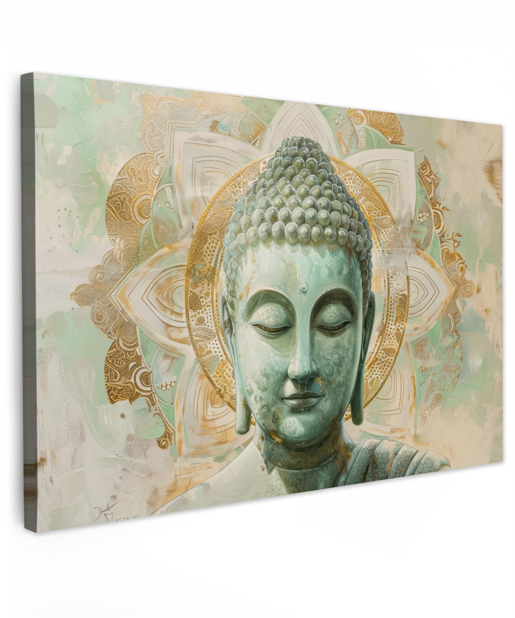 MuchoWow© Wall Pictures Large 120 x 80 cm XXL Bedroom Home Decoration Home Picture Living Room Photo Canvas Wall Pictures Canvas Wall Decor Buddha - Zen - Gold - Luxury - Spiritual