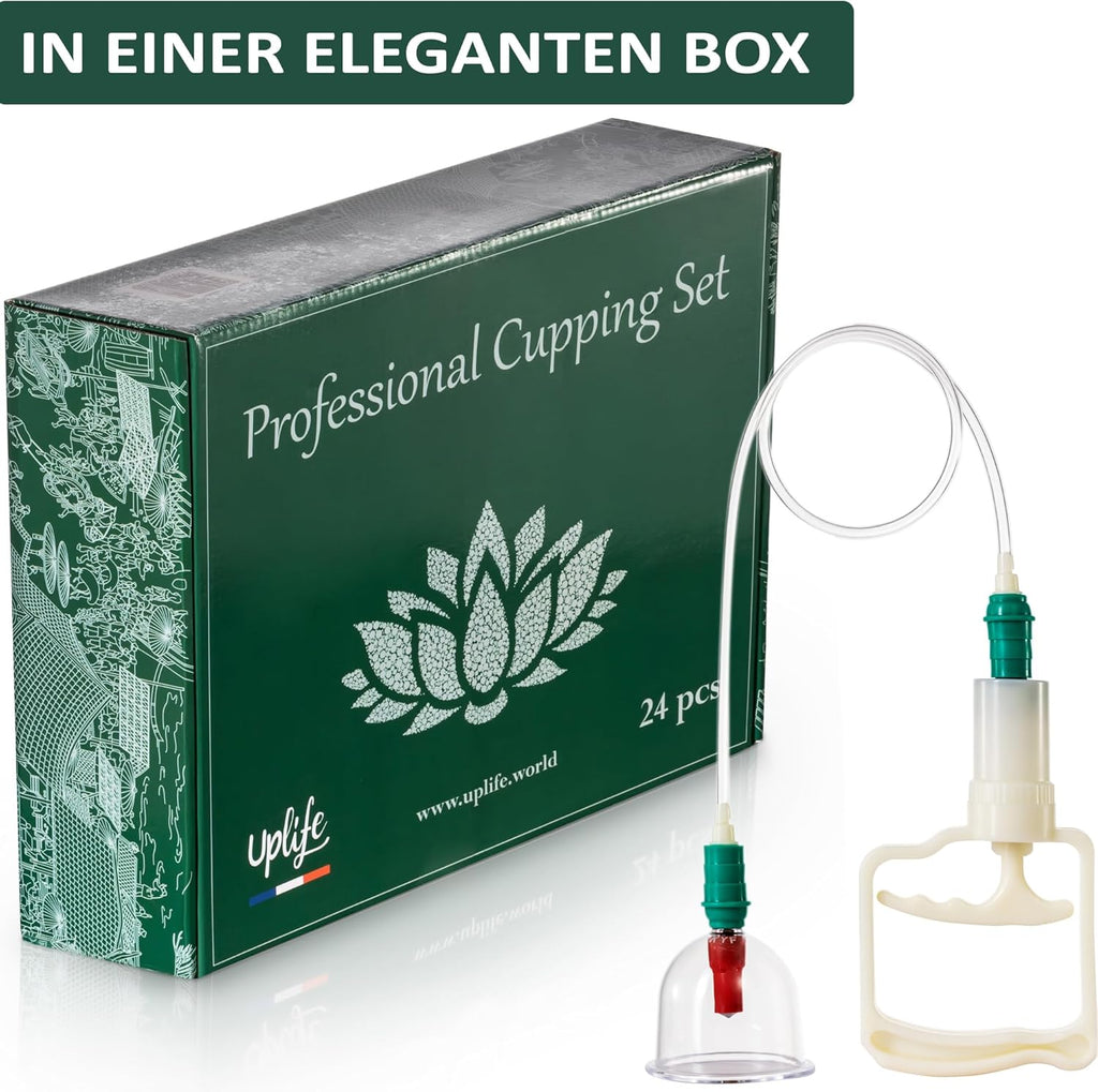 Uplife Schröpfgläser mit Vakuumpumpe - Schröpfset mit 24 Gläsern für Schröpfen & Cupping Therapie - Schröpfgerät & Massage Set Physiotherapie Zubehör - Cupping Set
