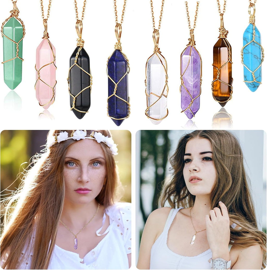 SaiXuan 20 Stück Edelstein Sechseckig, Natürliche Kristalle zur Chakren-Ausrichtung, Meditation & Energieheilung, Mit Amethyst, Obsidian, Tigerauge für Spirituelle Deko & DIY-Schmuck