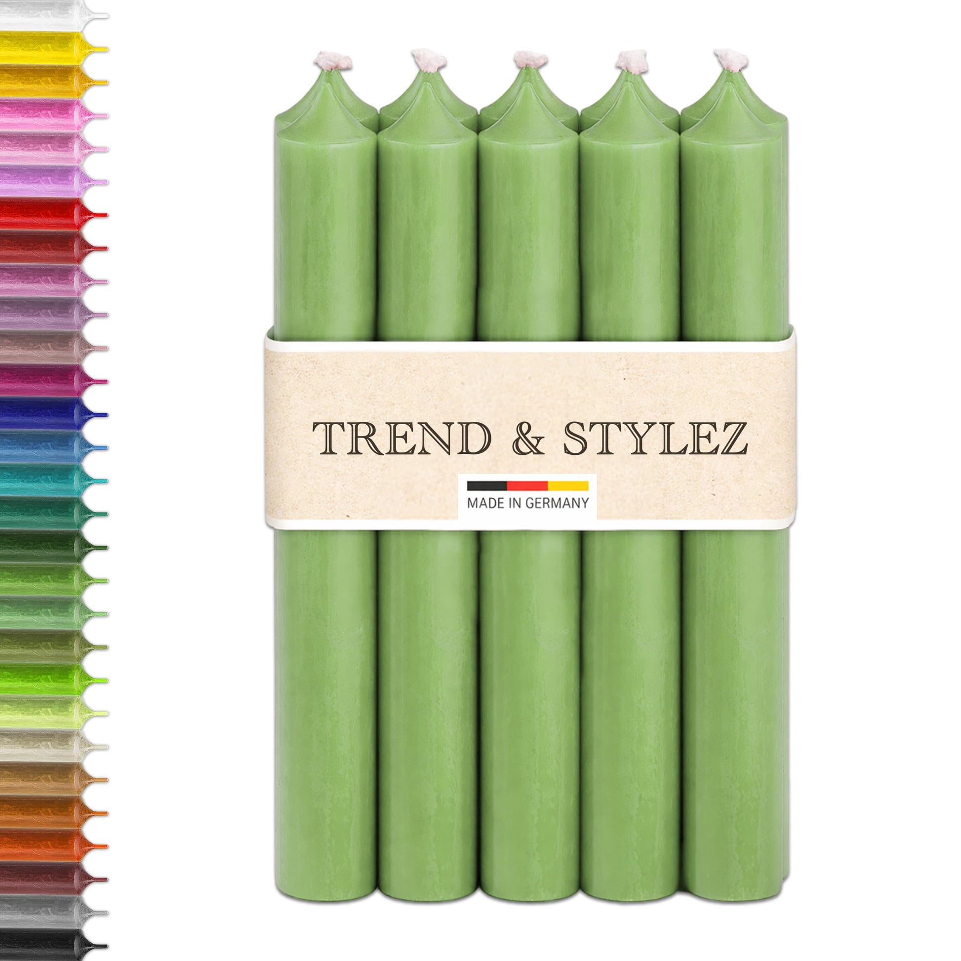 10 Spitzkerzen durchgefärbt (180x22mm) | RAL Stabkerzen mit 8h+ Brenndauer | Ohne Tropfen & Rußen | Tafelkerzen für Leuchter | Made in Germany (Schwarz)