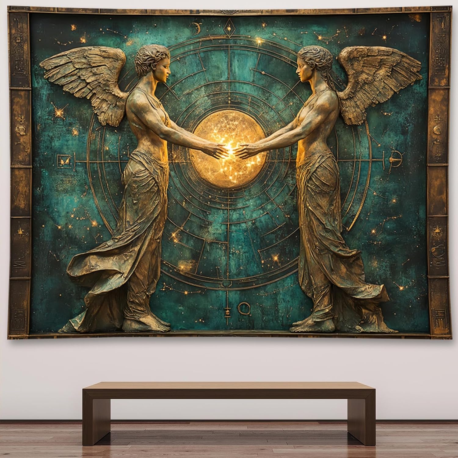 Liuzhouzai Vintage Zodiac Gemini Tapestry Wall Hanging Astrology Home Decoration Aesthetics Suitable for Bedroom Living Room Dormitory Office Wall Decor 80x60 Inches