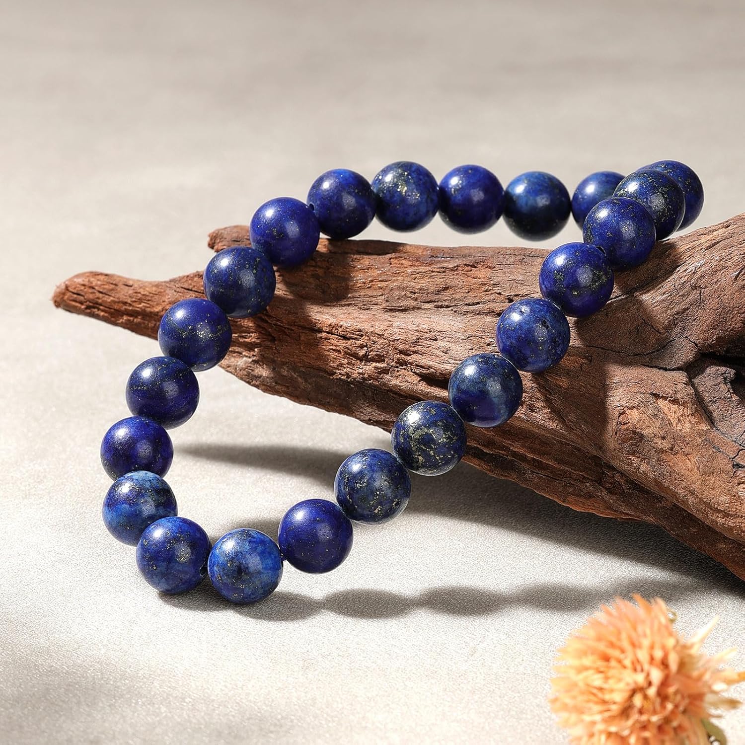 Handmade Genuine Natural Stone Beads Healing Stones Bracelet, Women's Men's Chakra Bead Bracelet, 8 mm Round Gemstone Yoga Bracelets, Includes Replacement Beads