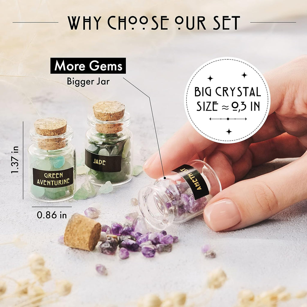 Bulk Crystals and Healing Stones 50 PCS - Real Mini Crystals for Spell Jars | Natural Crystals & Selenite Stick - Healing Crystal Set for Witchcraft Supplies - Beginners Set - Perfect Spiritual Gift