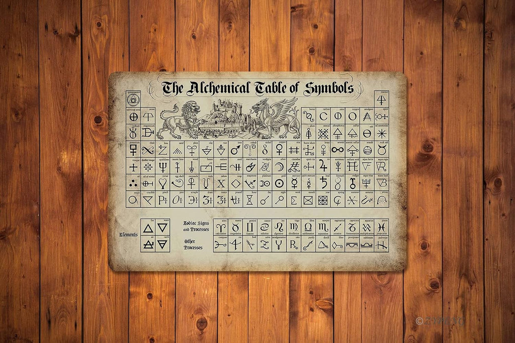 SmartCows The Alchemical Table of Symbols Retro Metal Tin Sign Poster Wall Art Decor 8x12 Inches