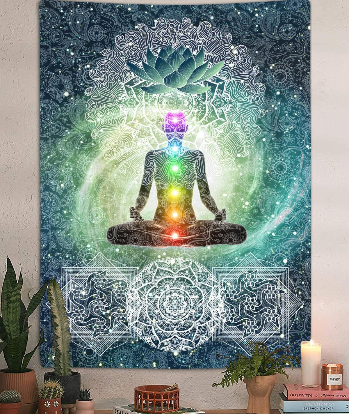 DYNH Chakra Tapestry, Seven Chakra Yoga Meditation Zen Decor Tapestry Wall Hanging for Bedroom, Hippie Lotus Spiritual Tapestries Poster Beach Blanket College Dorm Home (30L x 40W)