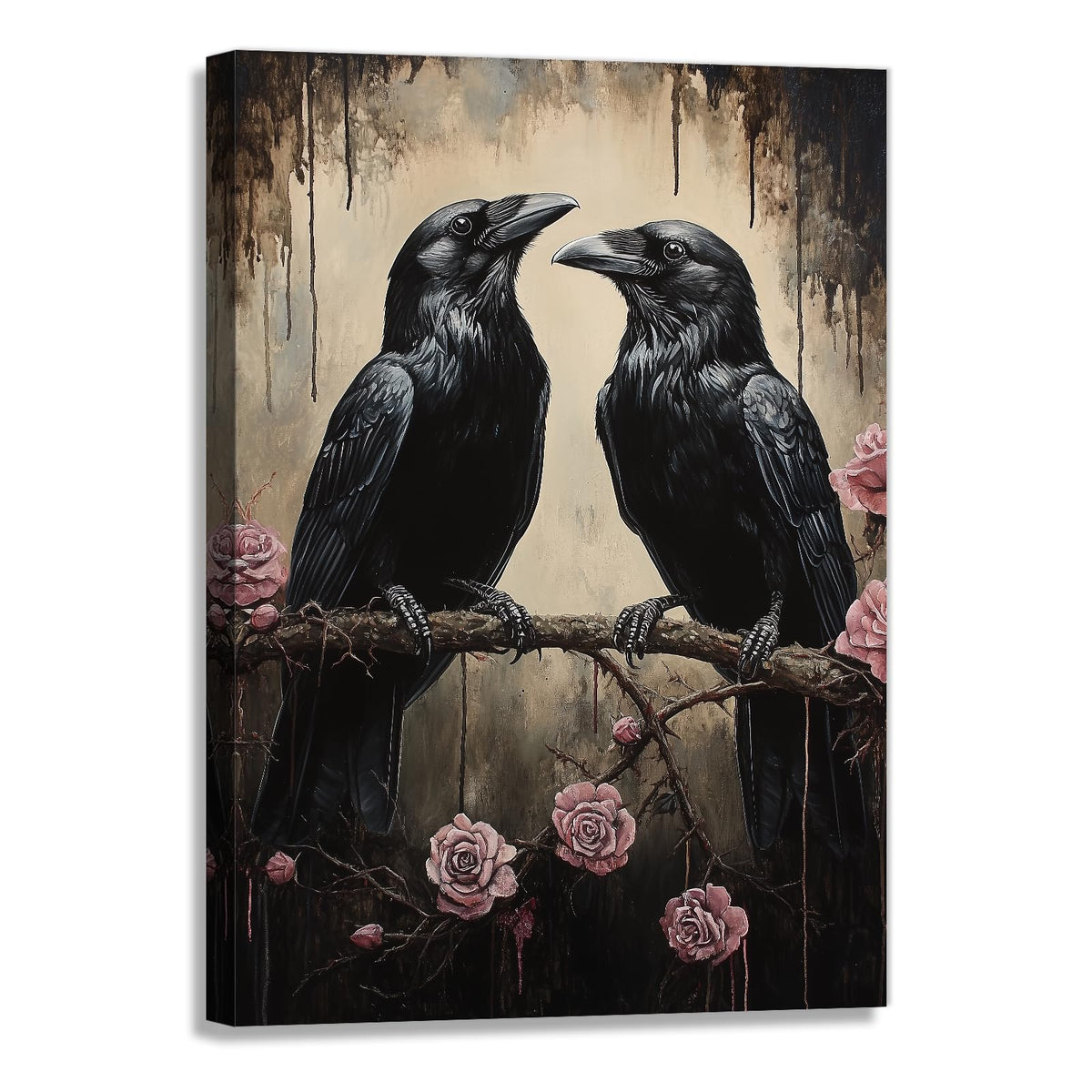 OAAPITI Halloween Decor Vintage Crow Wall Art Retro Art Poster Creepy Raven Picture Print Horrid Cemetery Painting Artwork Home Wall Decor(Artwork-4,12"x18")