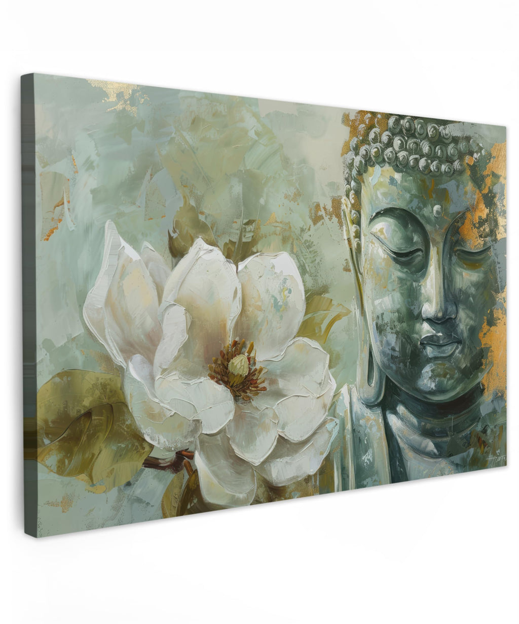 MuchoWow© Wall Pictures Large 120 x 80 cm XXL Bedroom Home Decoration Home Picture Living Room Photo Canvas Wall Pictures Canvas Wall Decor Buddha - Zen - Gold - Luxury - Spiritual